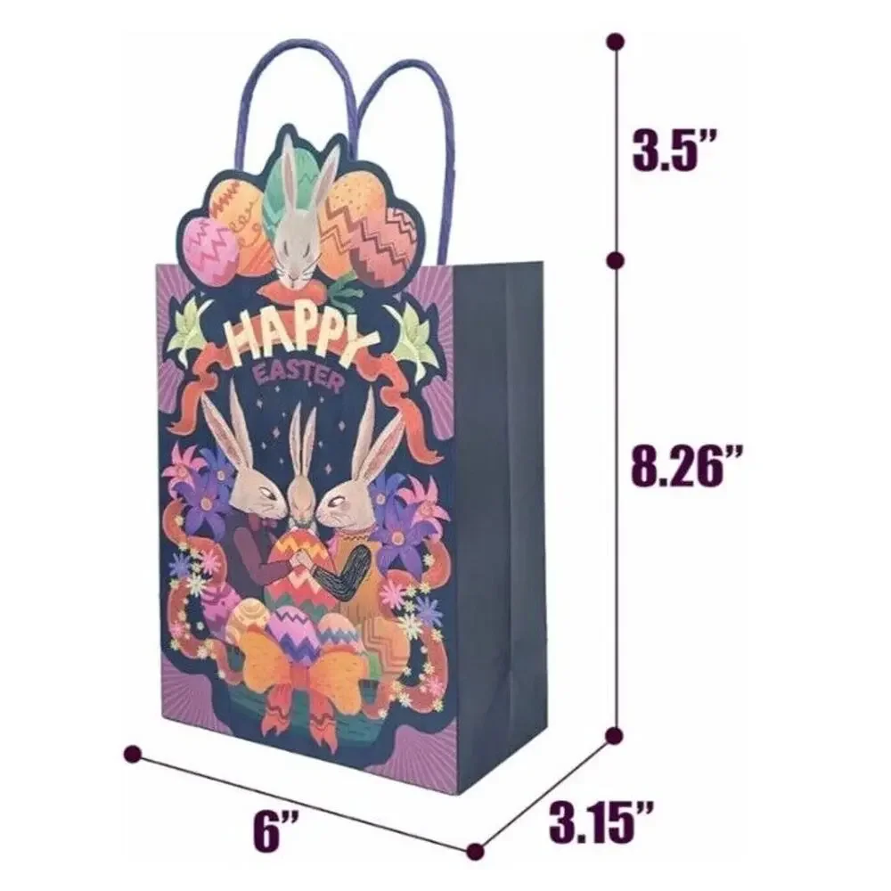 Happy Easter Paper Bags 24 Count New With Handle Unique Cute Design VINTAGE LOOK